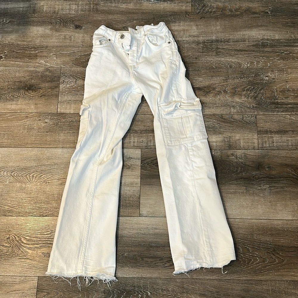 White cargo jeans